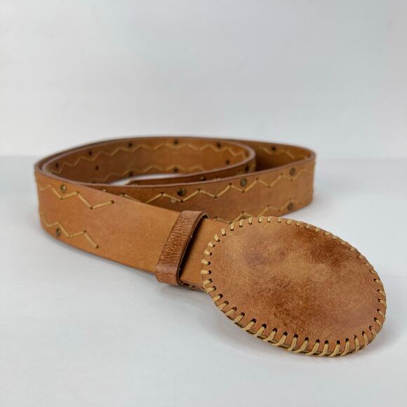 XXL Leatherbound Plate Hook Buckle Embellished Studded Women's Belt  XXL Western - Picture 1 of 12